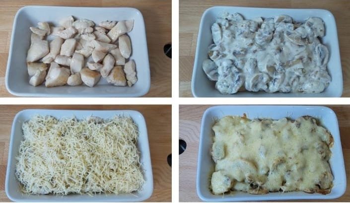 sajtos tejfölös gombás csirkemell összeállítása